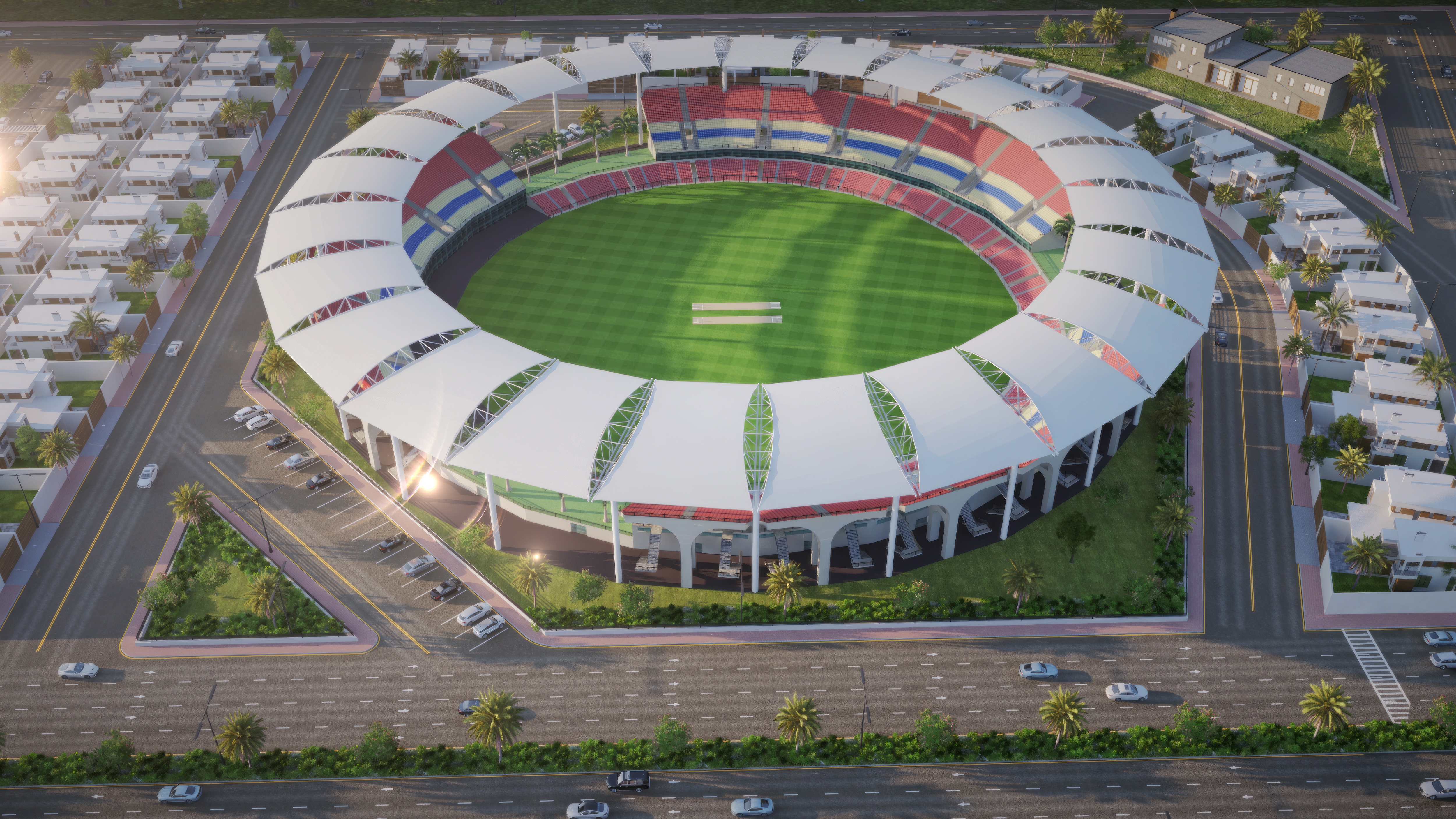 Floodlit International Cricket Ground
